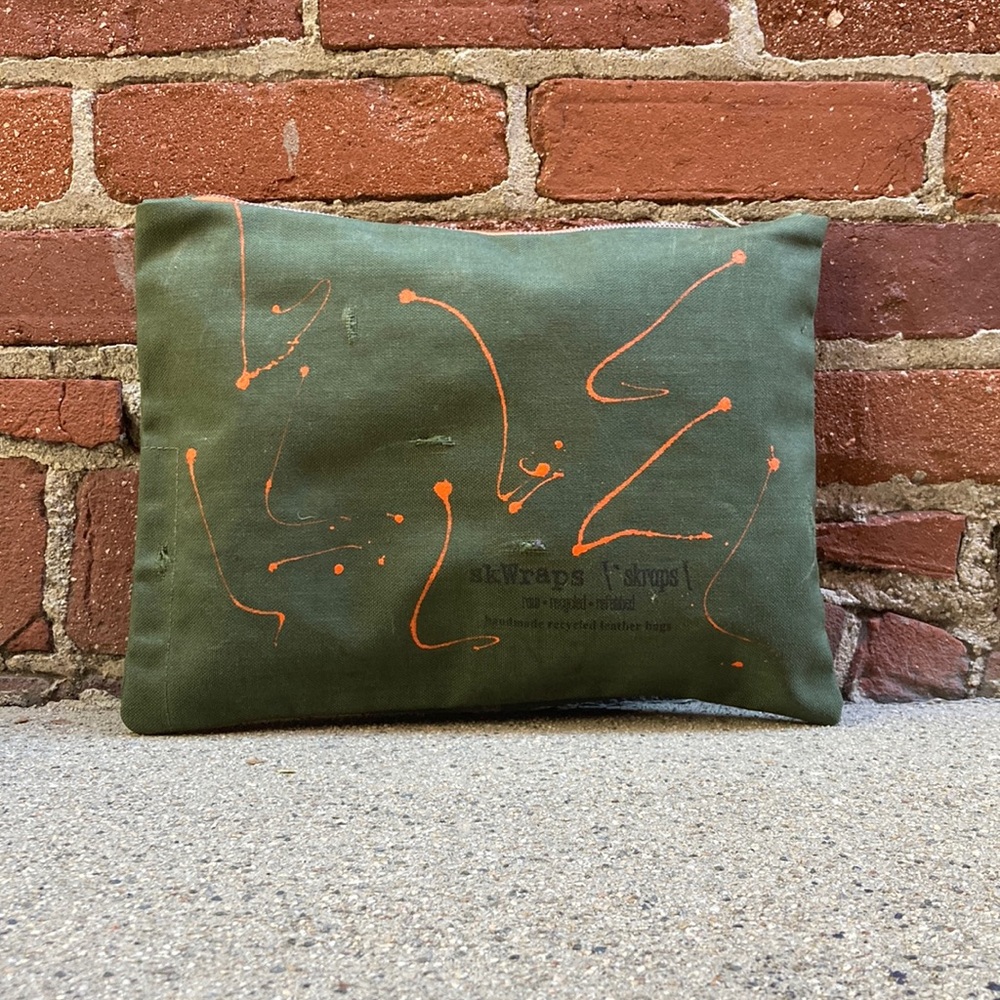 Nylon Recycled Vintage Military Duffle Clutch Bag Paint Splattered